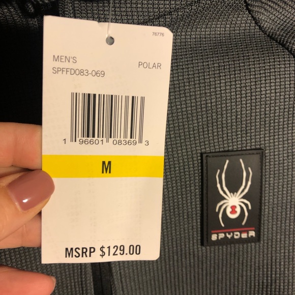 BNWT Spyder Mens 1/4 zip sweater jacket style dark grey w black accents, medium - Picture 5 of 5